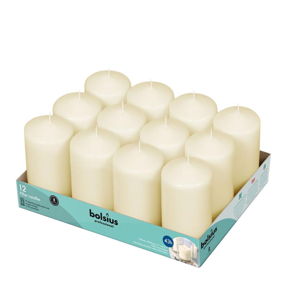 Bolsius Ivory Professional Pillar Candle 13cm x 7cm (Pack of 12) £38.69